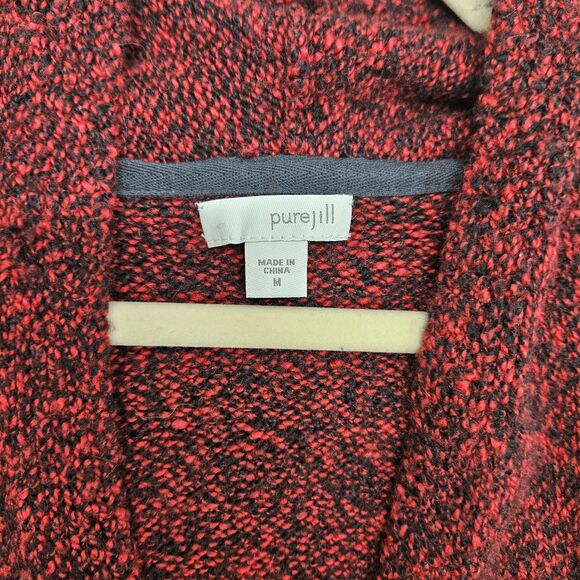 Pure Jill Womens Red Speckled Cardigan Midi Wool Blend Open Front Medium  J.... - Picture 5 of 7